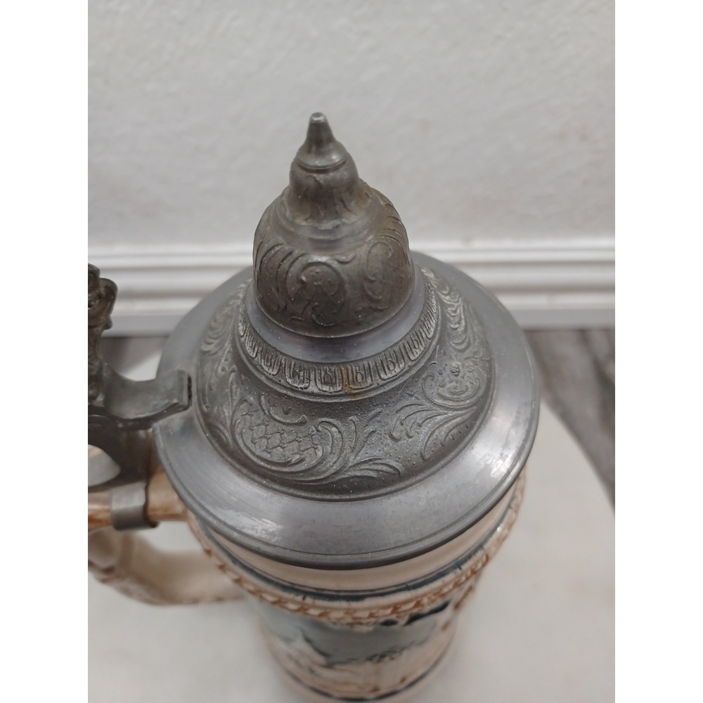Old Vintage Ceramic/Porcelain Musical Beer Stein/Mug/Cup w/Metal Lid 10 5/8"Tall - Picture 6 of 12